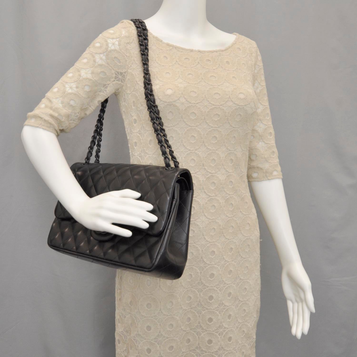 Chanel Lambskin Quilted Jumbo Flap Black BHW 11P 2 of 10