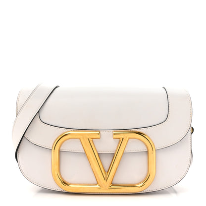 Valentino Garavani Smooth Calfskin Supervee Shoulder Bag Optic White 1 of 15