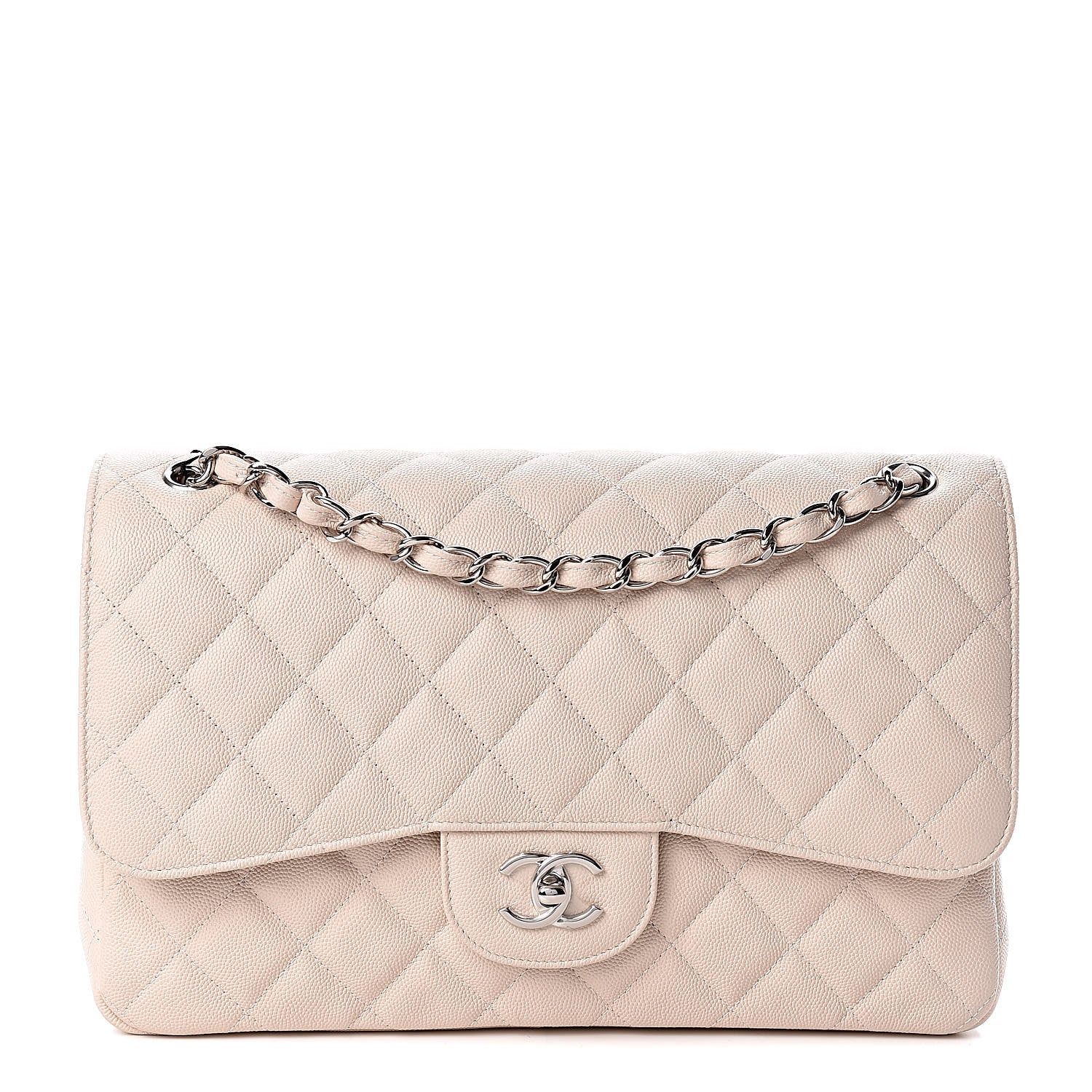 Chanel Caviar Quilted Jumbo Double Flap Light Beige 1 of 10