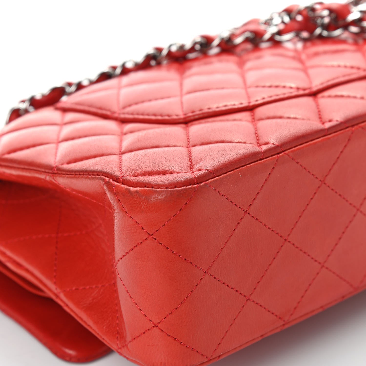 Chanel Lambskin Quilted Medium Double Flap Red 10 of 20