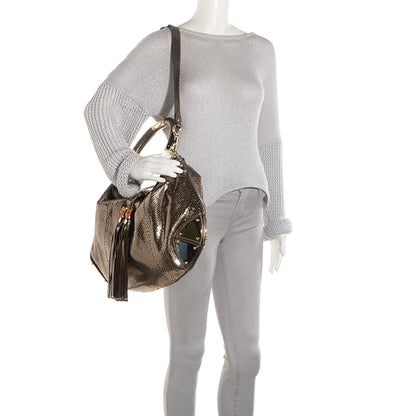 Gucci Python Large Indy Top Handle Hobo Metallic 2 of 9