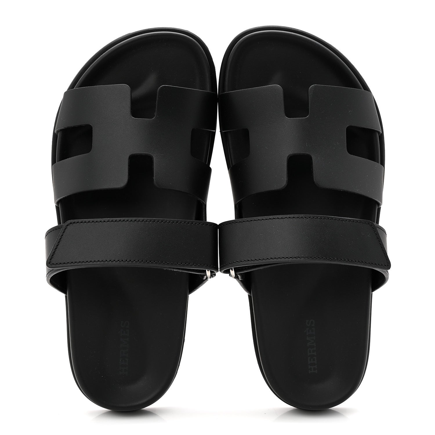 Hermes Calfskin Womens Chypre Sandals 37 Black 2 of 10