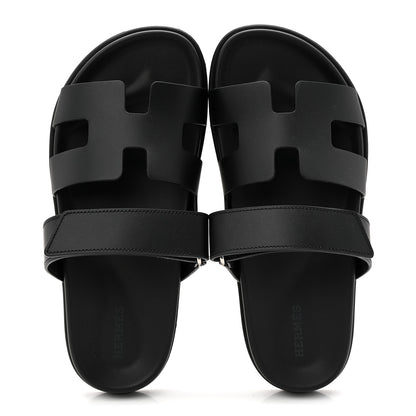 Hermes Calfskin Womens Chypre Sandals 37 Black 2 of 10