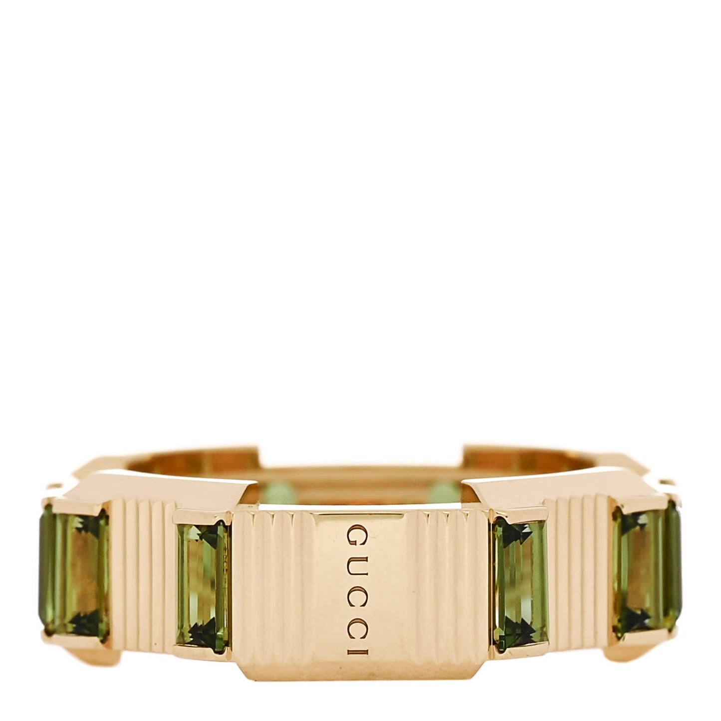 18K Yellow Gold Green Tourmaline 7mm Link to Love Ring 50 5.5