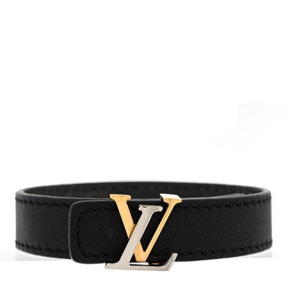 Louis Vuitton Calfskin Metal LV Bracelet Black Gold Silver 1 of 4