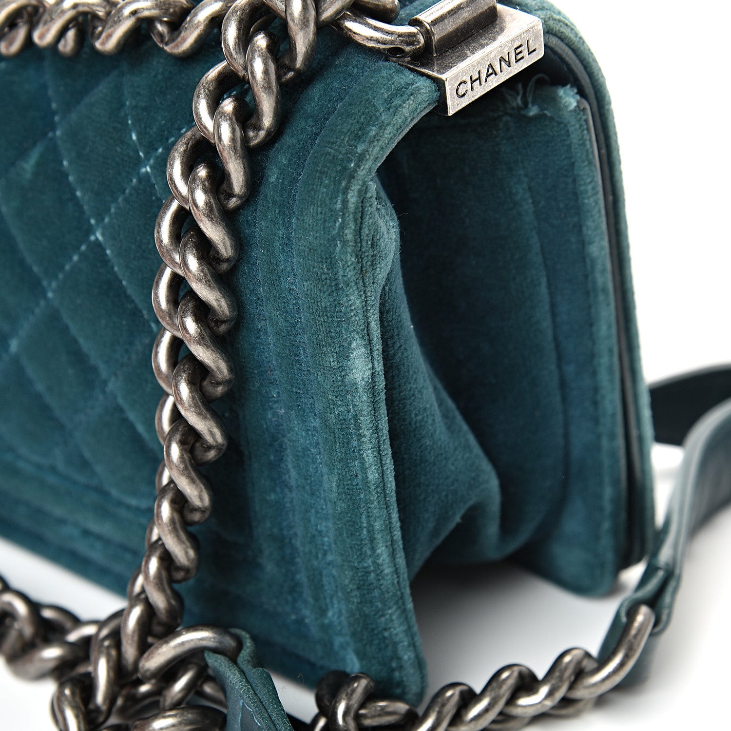 Chanel Velvet Quilted Small Boy Flap Turquoise 15 of 18