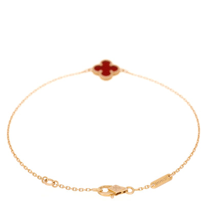 Van Cleef & Arpels 18K Rose Gold Carnelian Sweet Alhambra Bracelet 3 of 5