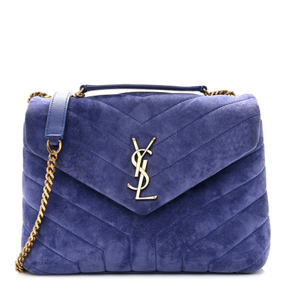 Saint Laurent Velvet Y Quilted Monogram Small Loulou Chain Satchel Blue Sapphire 1 of 10