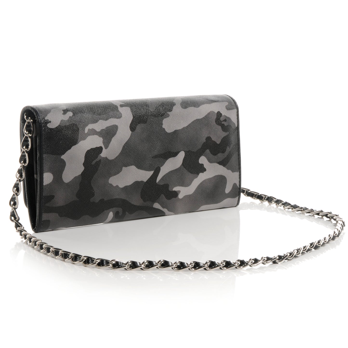 Saffiano Camouflage Print Continental Chain Wallet Marmo Dis Camouflage