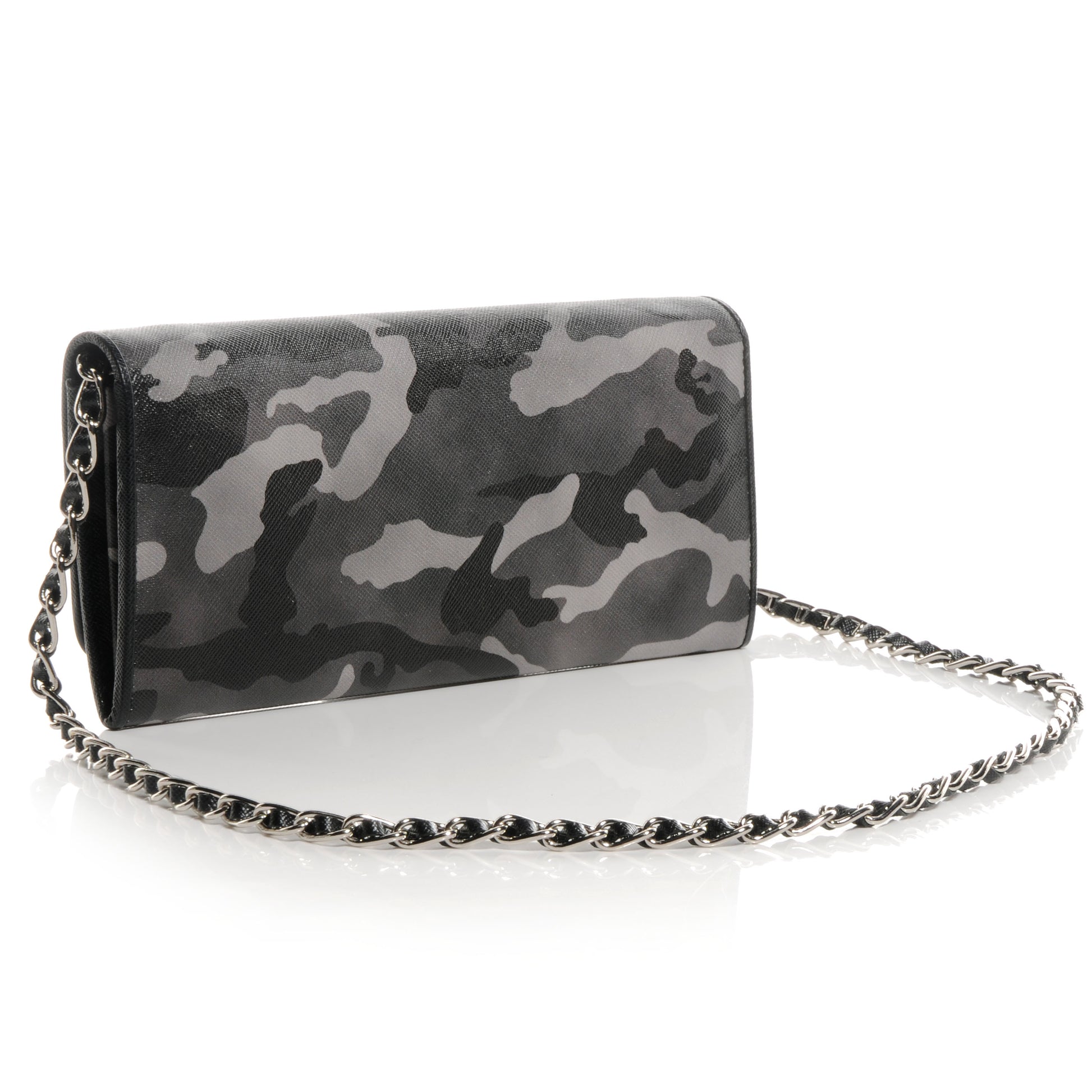 Prada Saffiano Camouflage Print Continental Chain Wallet Marmo Dis Camouflage 3 of 9