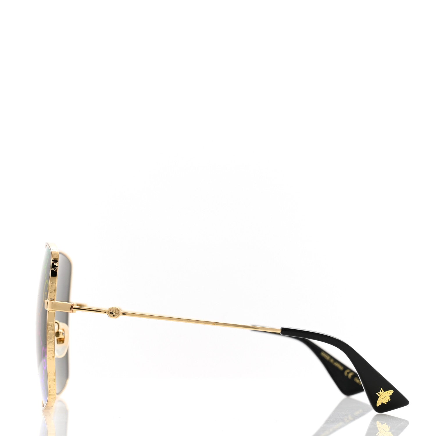 Gucci Metal Rectangular Frame Sunglasses GG0414S Gold Multicolor 3 of 8