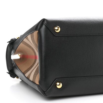Burberry Derby Calfskin House Check Medium Banner Tote Black 9 of 10