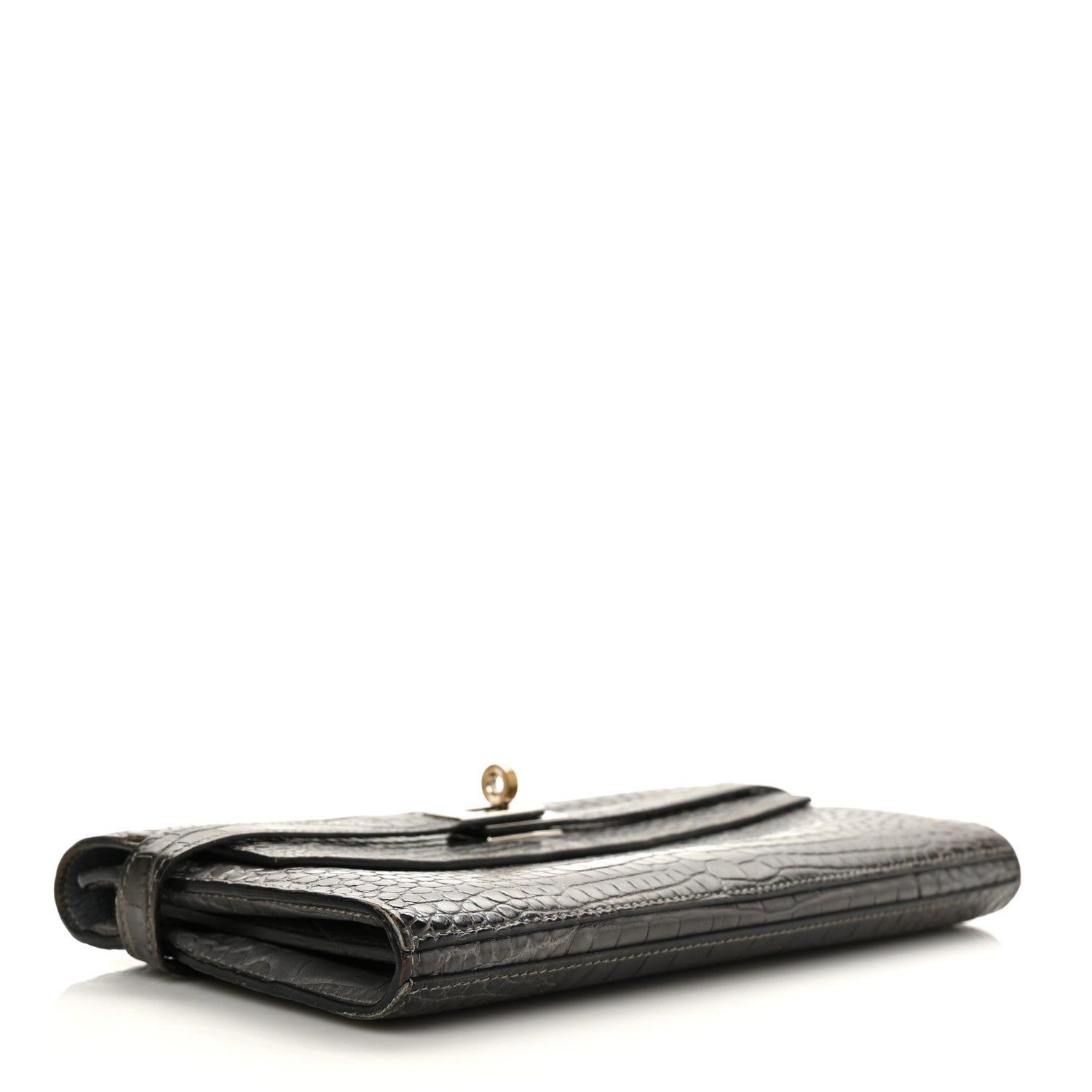 Hermes Matte Alligator Kelly Longue Wallet Graphite 5 of 16