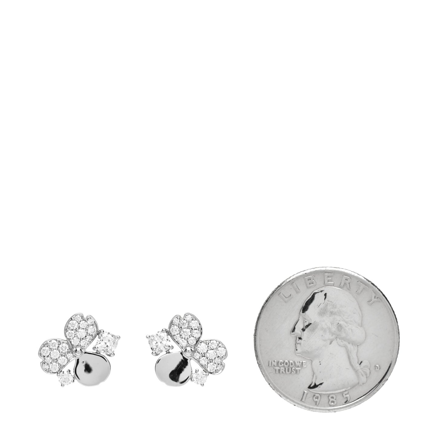 Platinum Diamond Paper Flowers Cluster Earrings