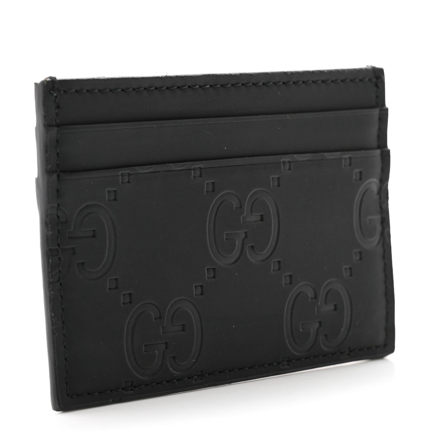 Rubber Effect GG Embossed Card Holder Black