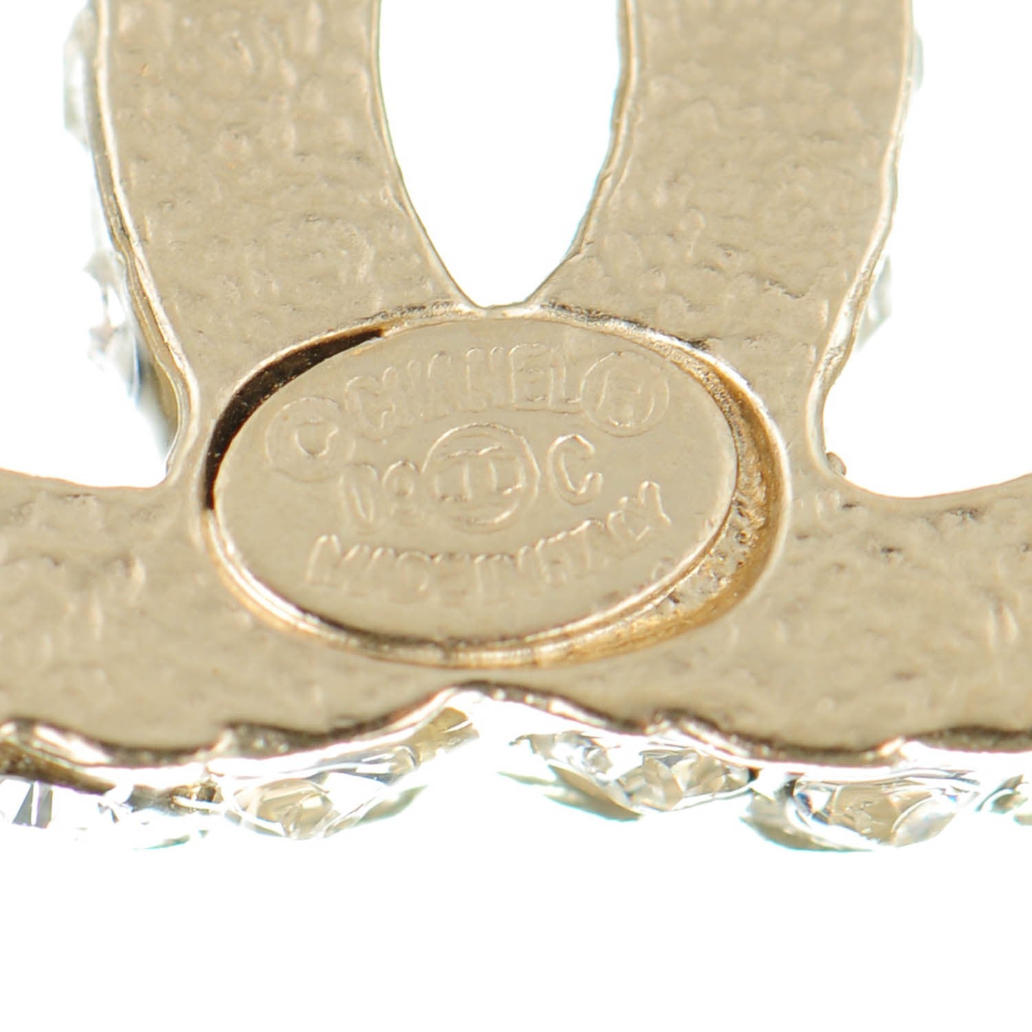 Chanel Crystal CC Earrings Gold 5 of 5