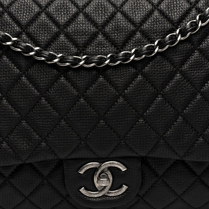 Chanel Grained Calfskin Quilted XXL Travel Flap Bag Black 7 of 9