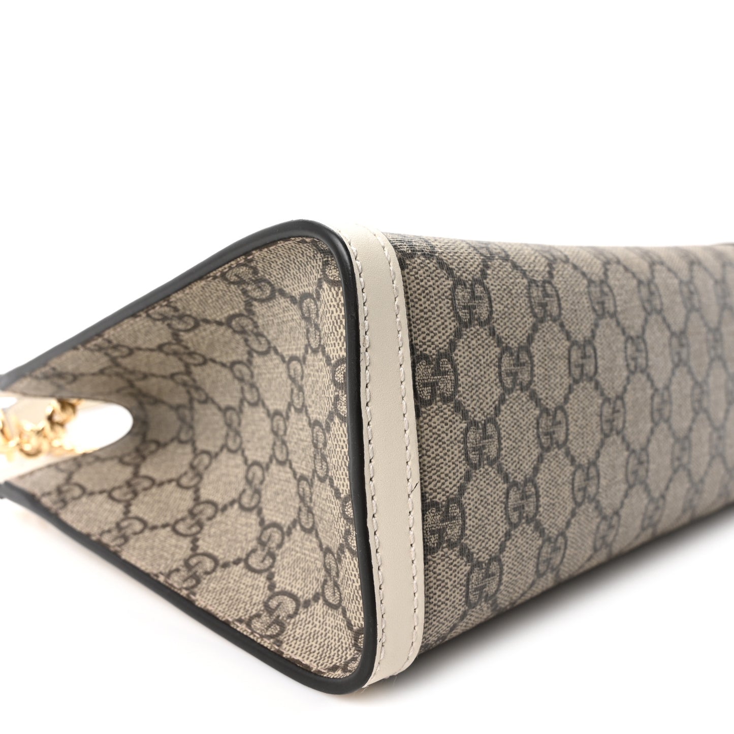 GG Supreme Monogram Moon Calfskin Small Padlock Tote Beige Ebony Mystic White