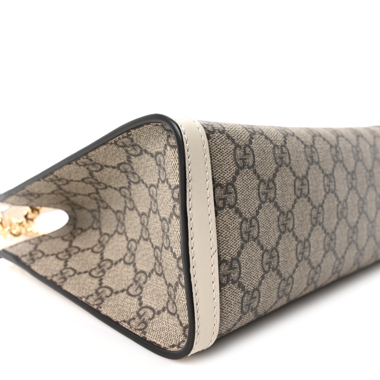 Gucci GG Supreme Monogram Moon Calfskin Small Padlock Tote Beige Ebony Mystic White 9 of 10