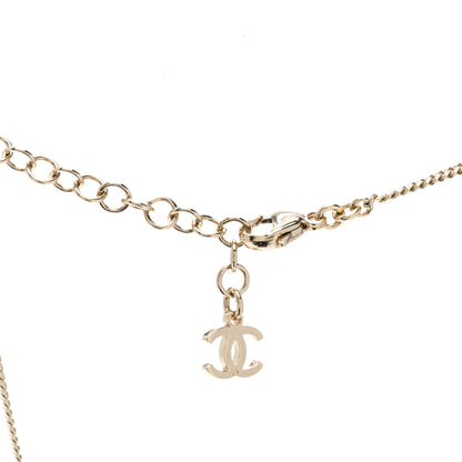 Chanel Resin Crystal Glitter CC Heart Necklace Black Gold 5 of 6