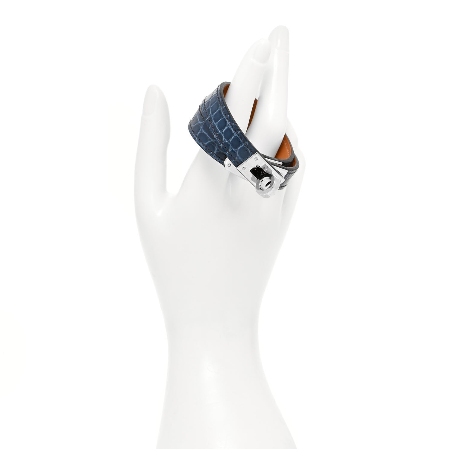 Hermes Shiny Alligator Kelly Double Tour Bracelet S Bleu Roi 2 of 9