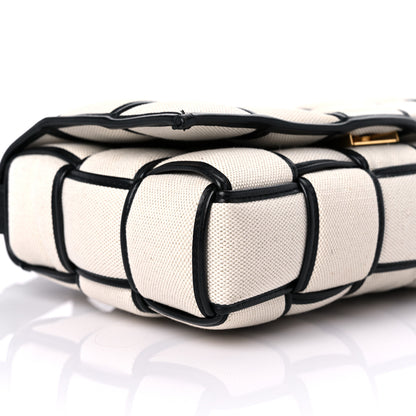Bottega Veneta Canvas Intrecciato Padded Cassette Crossbody Bag Natural Black 6 of 7