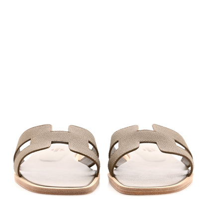 Hermes Epsom Oran Sandals 37 Etoupe 2 of 9