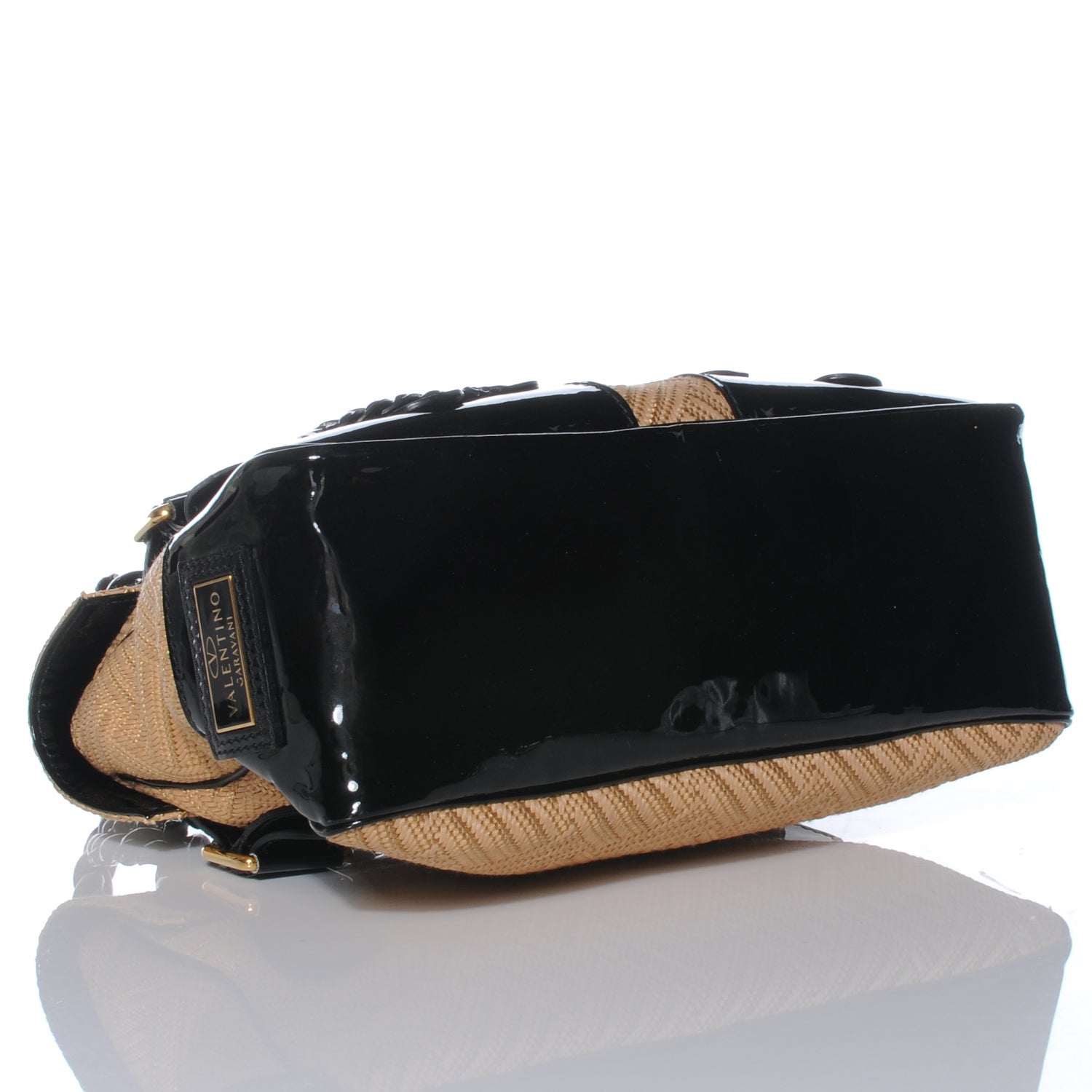 Valentino Garavani Woven Straw Patent Histoire Black 4 of 8