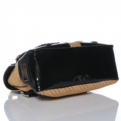 Valentino Garavani Woven Straw Patent Histoire Black 4 of 8