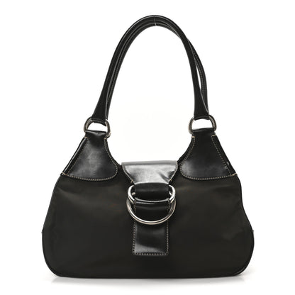 Prada Tessuto Nylon Calfskin Shoulder Bag Mimetico Moro 1 of 9