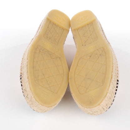 Chanel Lambskin CC Espadrilles 39 Beige Black 6 of 11