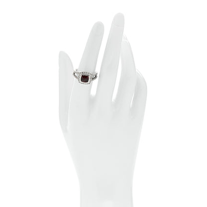David Yurman Sterling Silver Diamond Garnet 7mm Petite Albion Ring 53 6.5 2 of 4