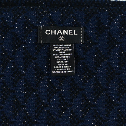 Chanel Cashmere Blend CC Scarf Black Navy 3 of 3