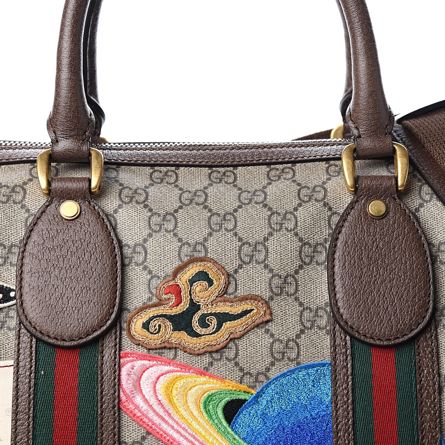 Gucci Soft GG Supreme Monogram Courrier Medium Duffle Bag Beige New Acero Multicolor 9 of 9