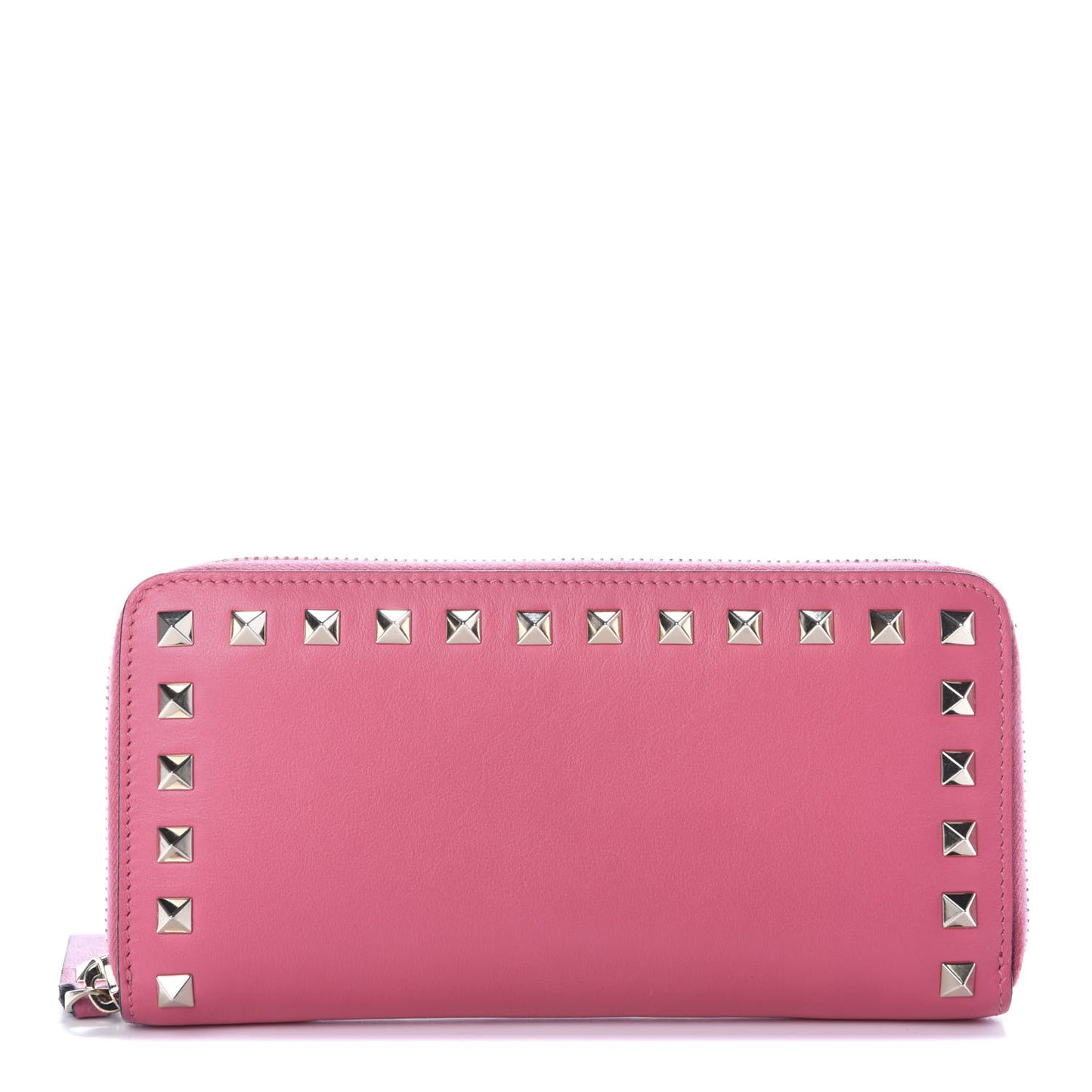 Calfskin Rockstud Zip Around Wallet Shadow Pink