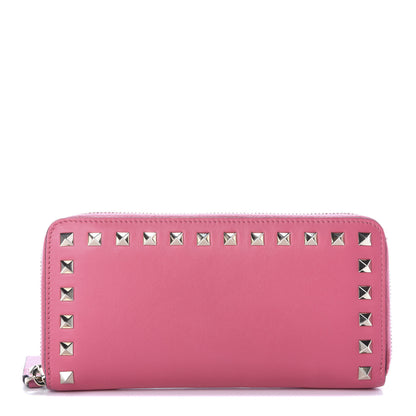 Valentino Garavani Calfskin Rockstud Zip Around Wallet Shadow Pink 1 of 6
