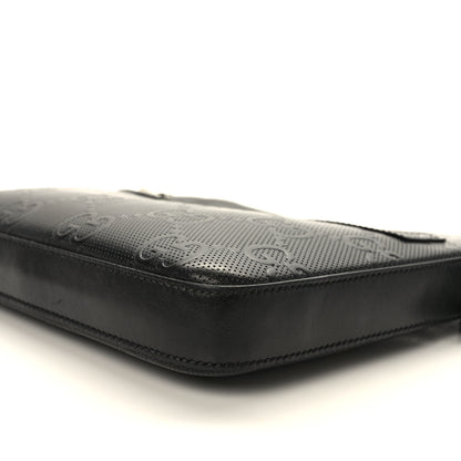 Gucci Calfskin GG Tennis Embossed Small Flat Messenger Bag Black 8 of 10