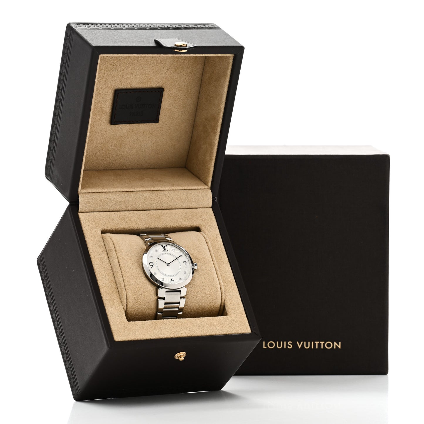 Stainless Steel Diamond 33mm Tambour Slim Quartz Watch