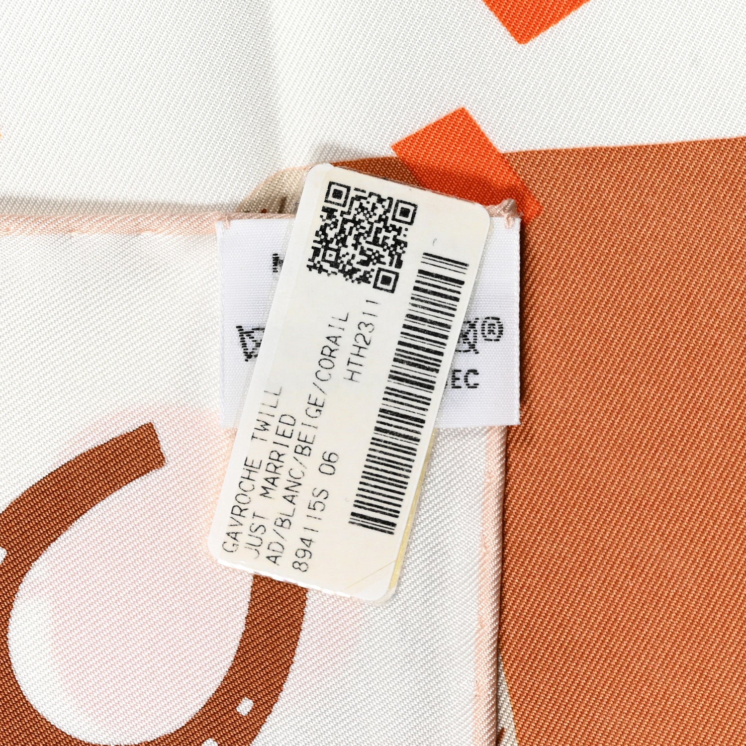 Hermes Silk Gavroche Just Married Scarf 45 White Beige Corail 4 of 4
