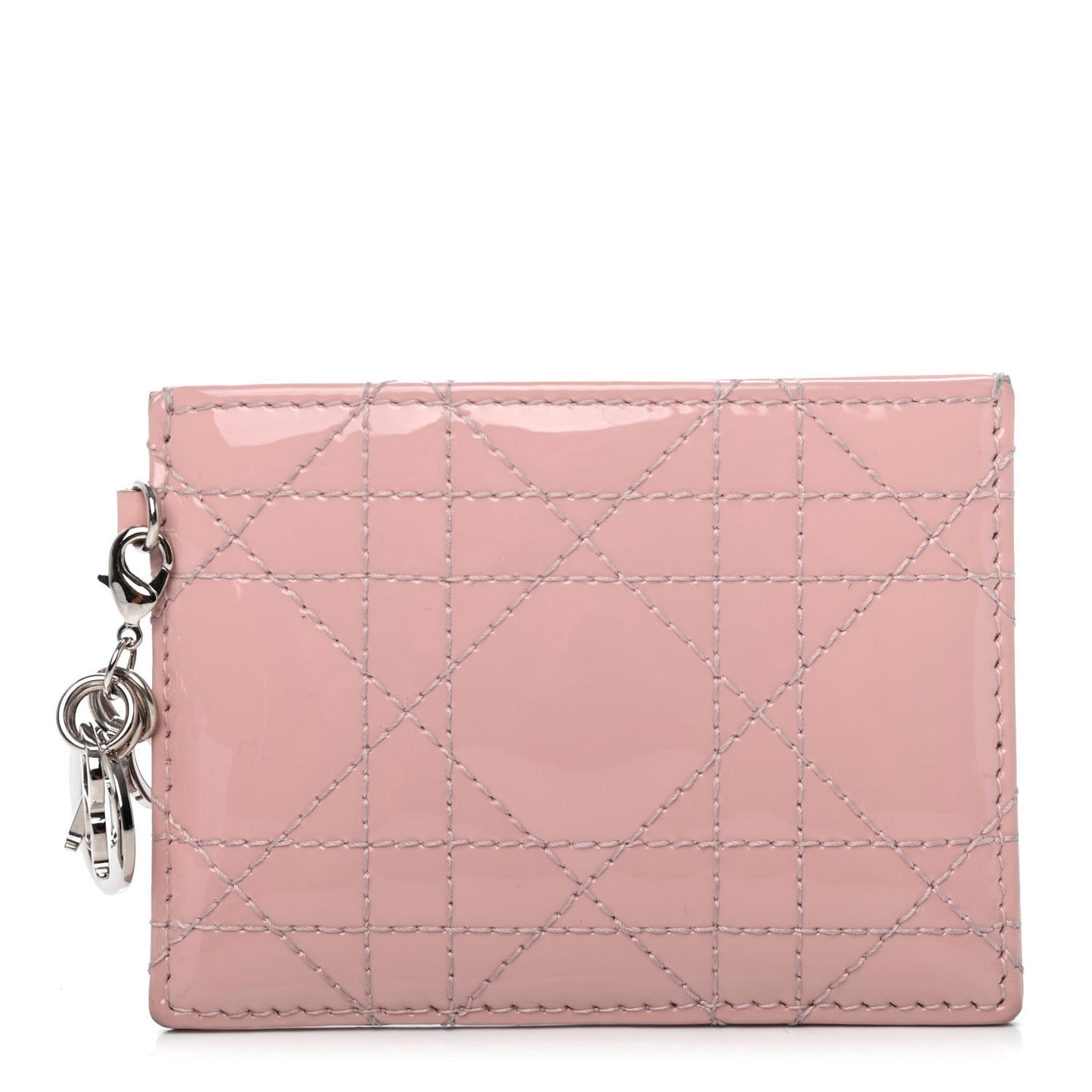 Patent Cannage Lady Dior Card Holder Rose Clair