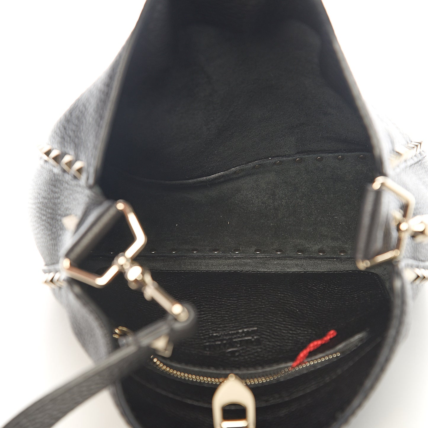 Pebbled Calfskin Small Rockstud Flip-Lock Messenger Bag Black