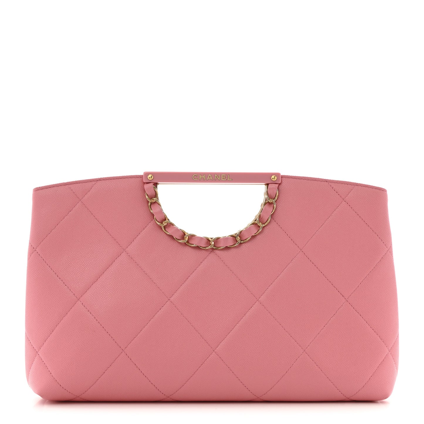 Caviar Quilted A Real Catch Clutch Pink