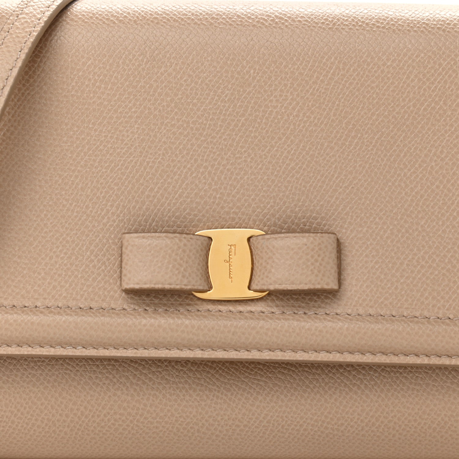 Salvatore Ferragamo Calfskin Pelletria Crossbody Bag Beige 7 of 10