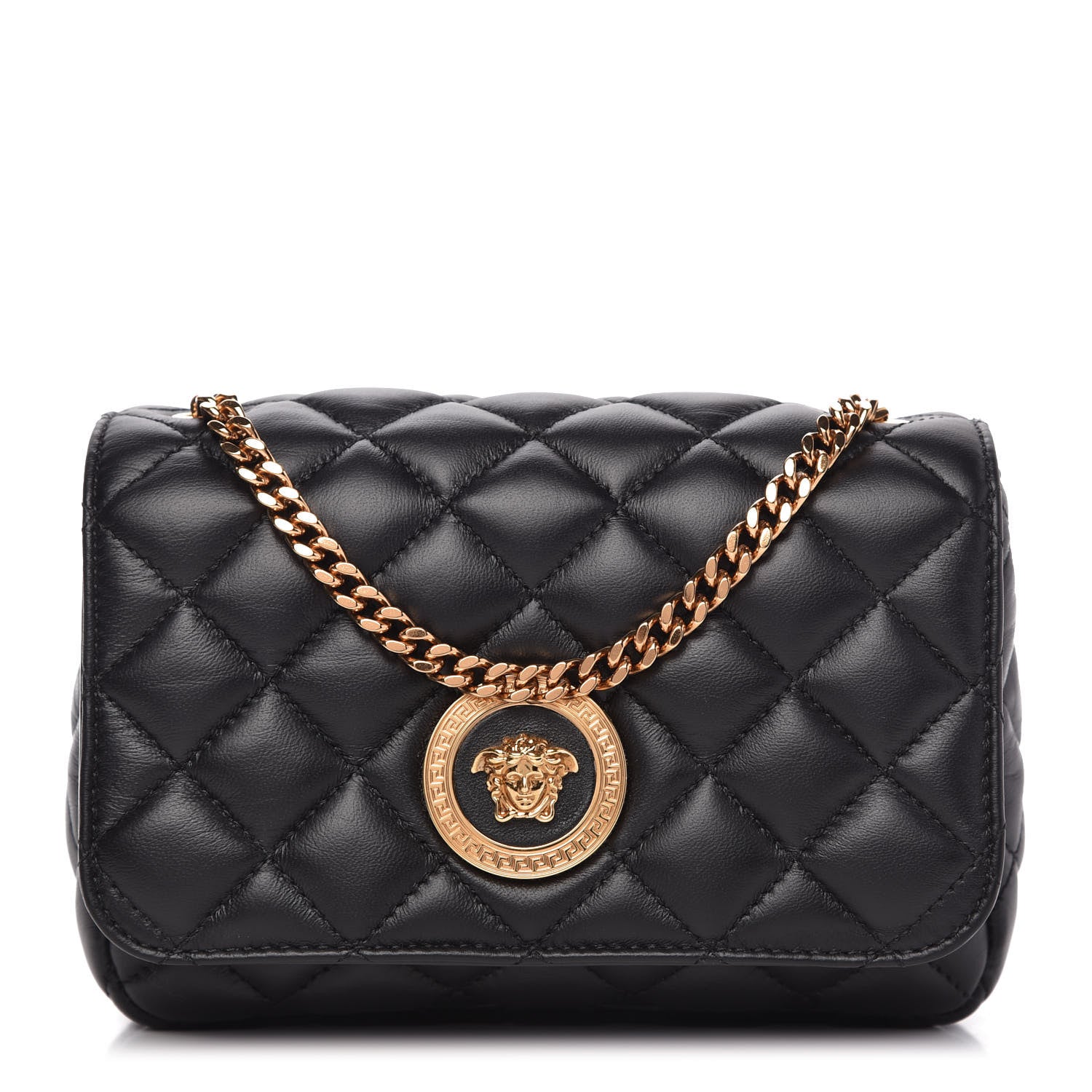 Versace Nappa Quilted Small Medusa Chain Crossbody Black 1 of 9