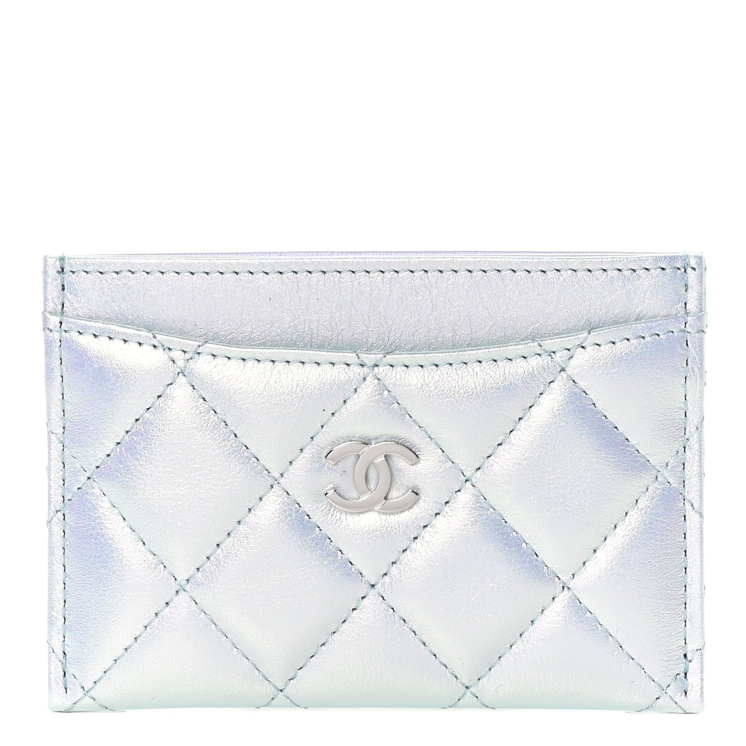 Chanel Iridescent Lambskin Quilted Card Holder Light Blue 1 of 7