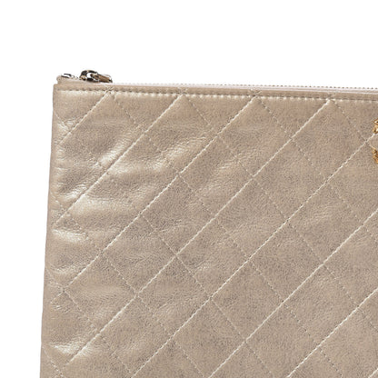 Chanel Metallic Calfskin Quilted Large Cosmetic Case Light Gold 6 of 11