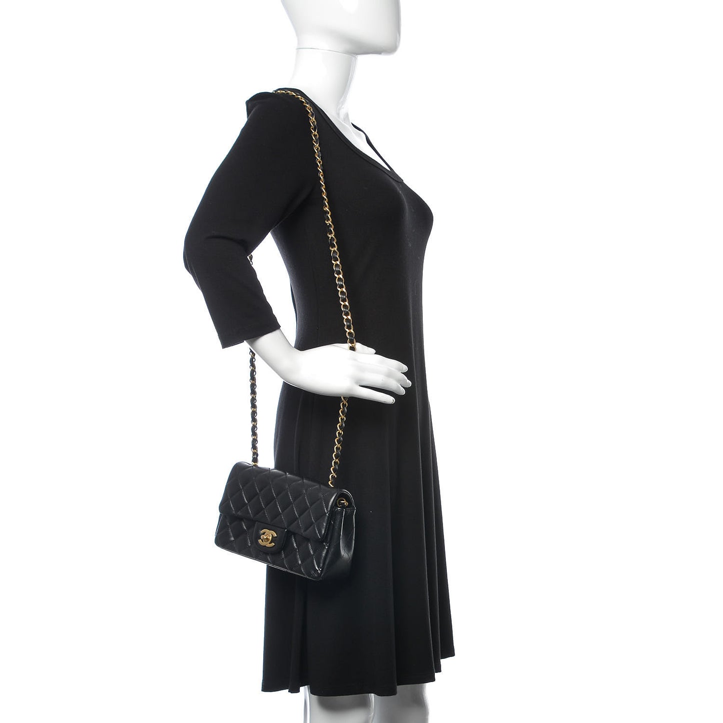 Lambskin Quilted Mini Rectangular Flap Black