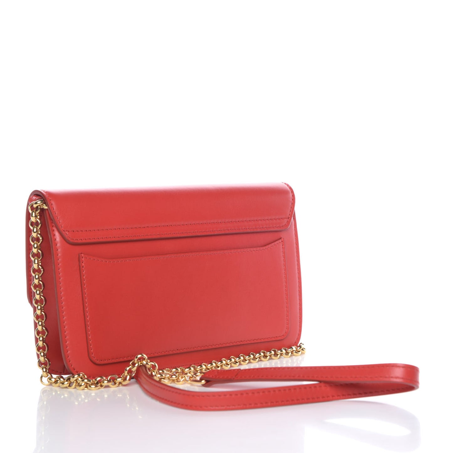 Calfskin Suede C Clutch With Chain Plaid Red