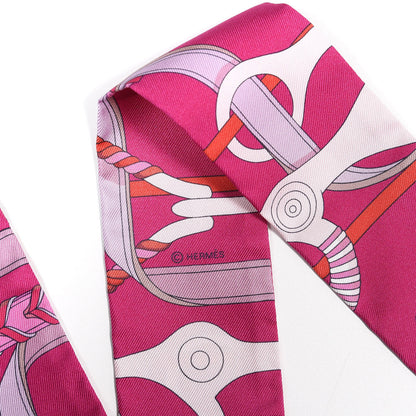 Hermes Silk Panoplie Equestre Twilly Fuchsia Rose Rouge 5 of 8