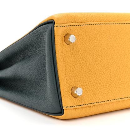 Hermes Togo Horseshoe Kelly Retourne 25 Jaune Ambre Vert Cypress 10 of 11